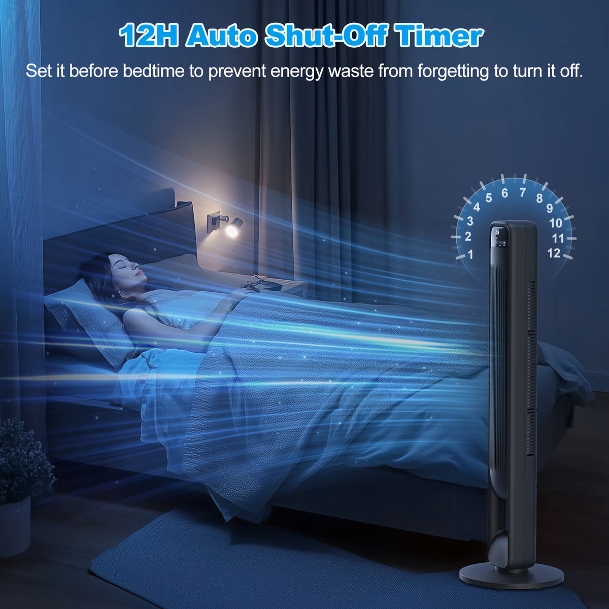 Ventilatore Silenzioso a Torre Senza Pale - Design Elegante Regolabile