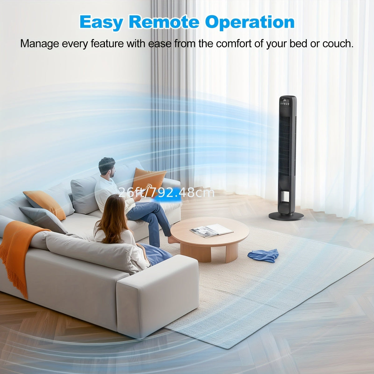 Ventilatore Silenzioso a Torre Senza Pale - Design Elegante Regolabile