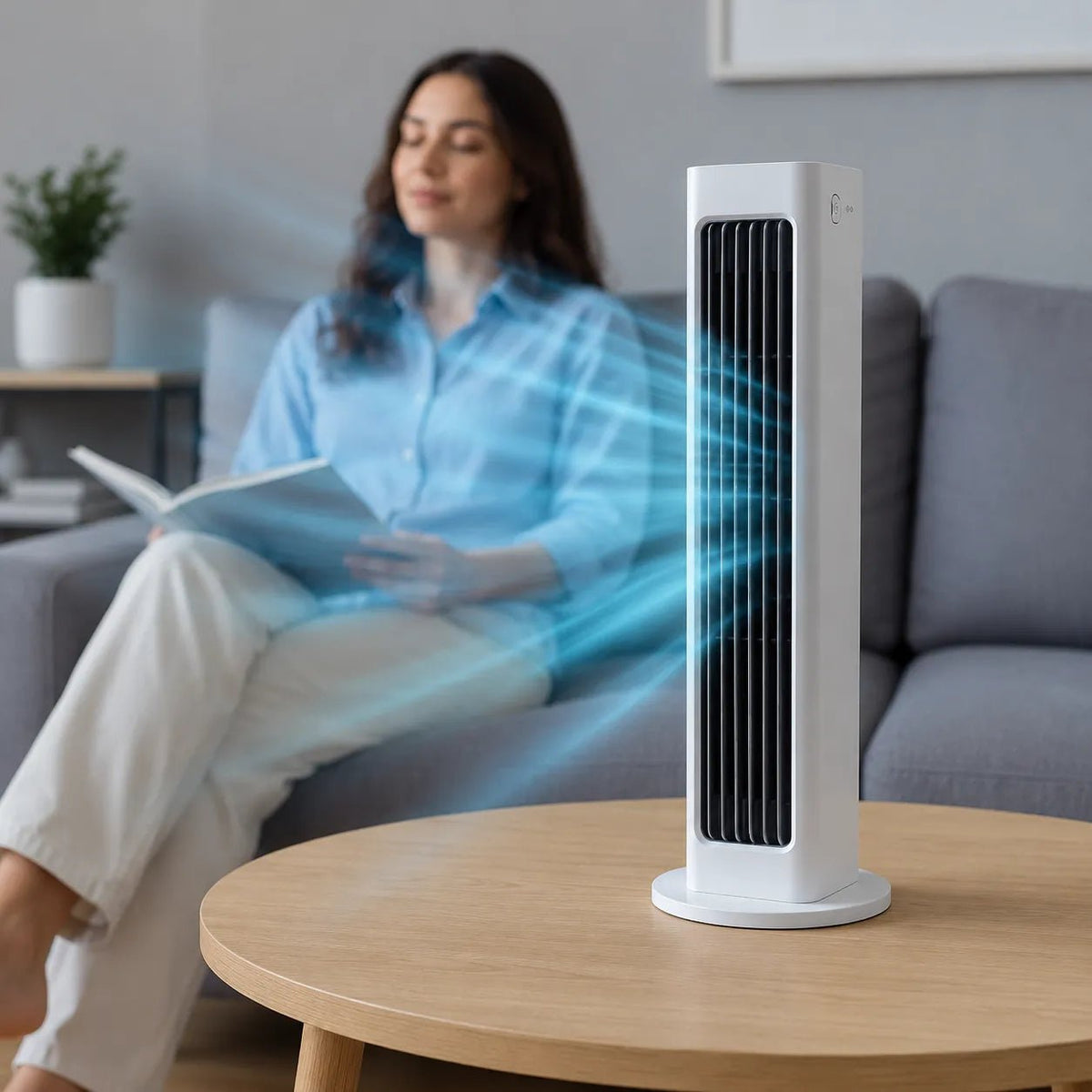 Ventilatore Silenzioso a Torre Senza Pale con Telecomando - Raffreddamento Regolabile