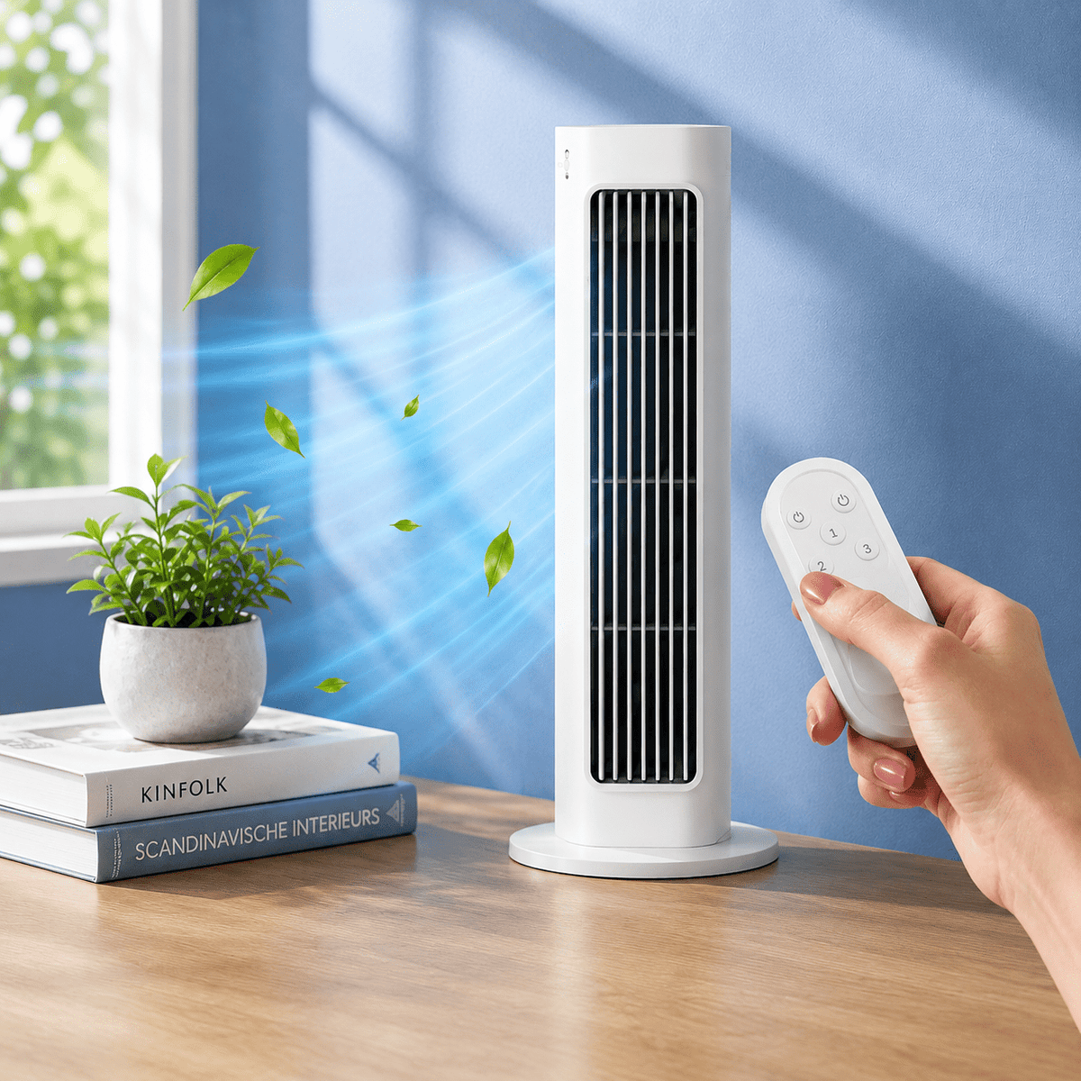 Ventilatore Silenzioso a Torre Senza Pale con Telecomando - Raffreddamento Regolabile