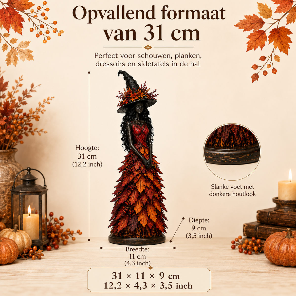 WitchBerry™ - Statuetta artigianale di strega autunnale
