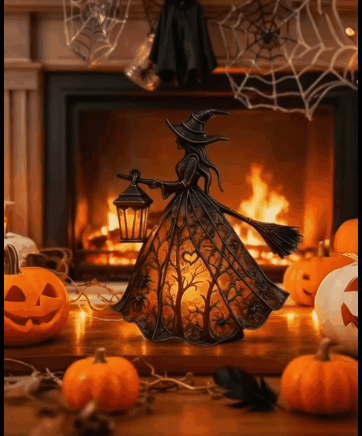 WitchGlow - Lanterna di Halloween a LED con Design Gotico