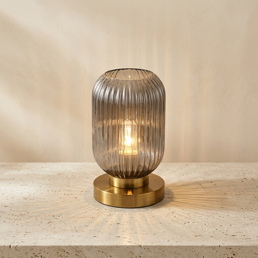 Lampe de Table Élégante en Verre Nervuré pour Intérieur Moderne