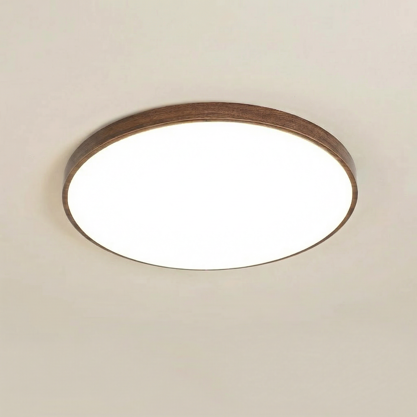 Plafonnier LED rond 40cm tri-couleur style bois