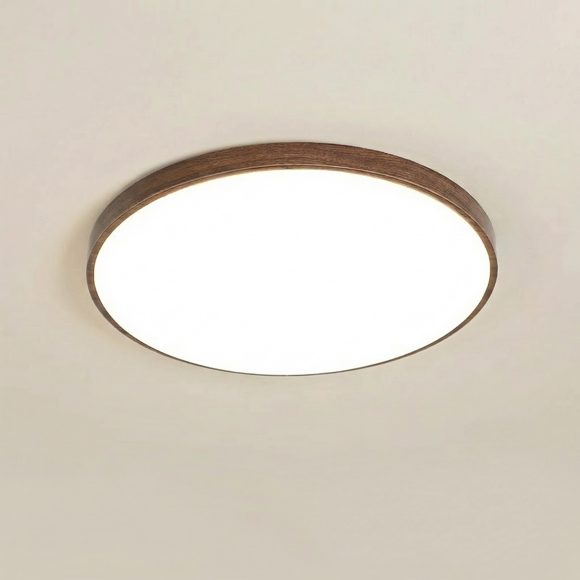 Plafonnier LED rond 40cm tri-couleur style bois