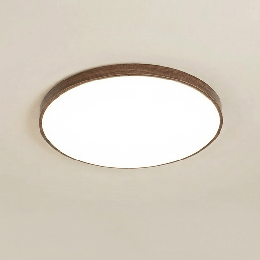 Plafonnier LED rond 40cm tri-couleur style bois