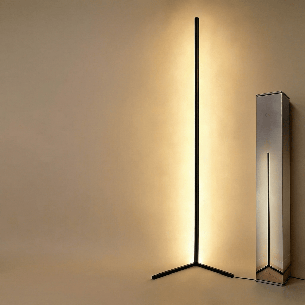 Lampe de sol nordique LED tri-couleur avec télécommande - Noir