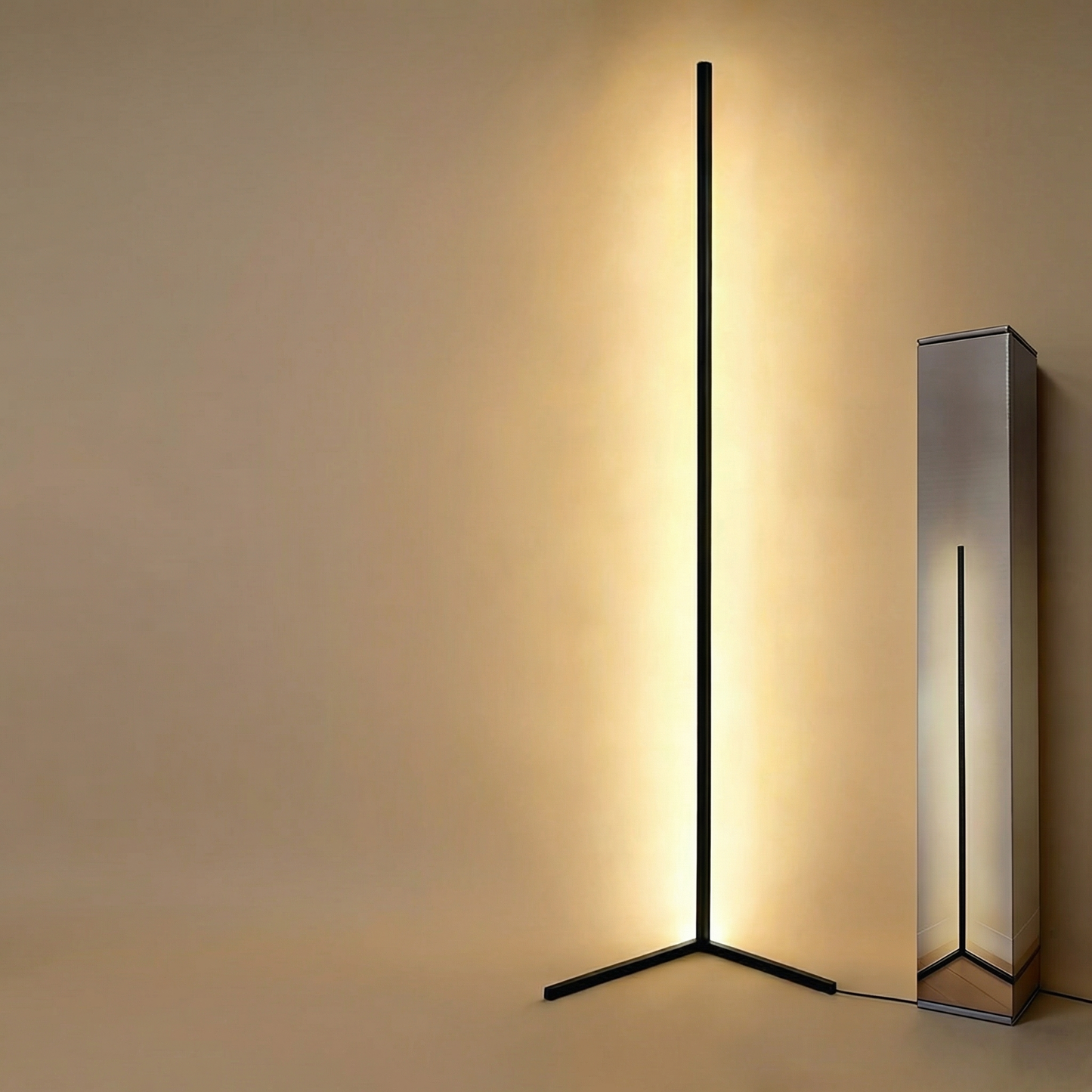 Lampe de sol nordique LED tri-couleur avec télécommande - Noir