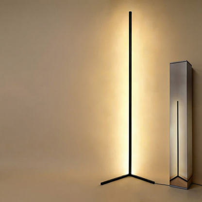 Lampe de sol nordique LED tri-couleur avec télécommande - Noir