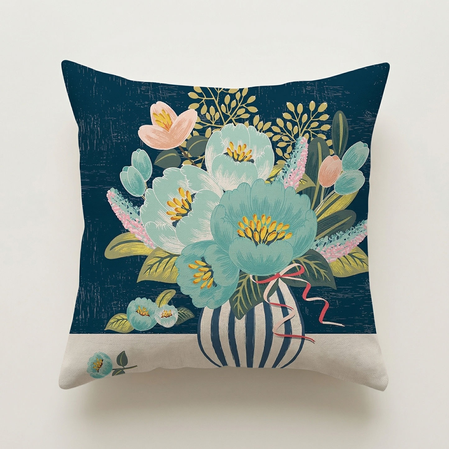 Coussin décoratif vase fleuri 45x45 cm