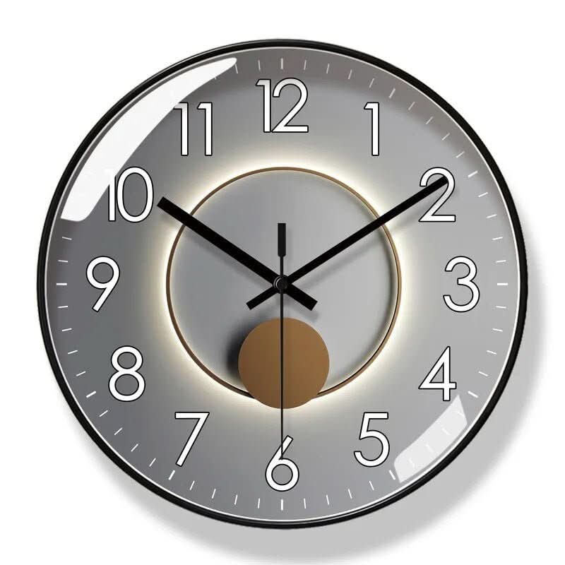 ScandiClock cadre noir cadran gris