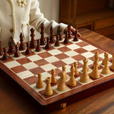 Jeu d'échecs en noyer pliant artisanal