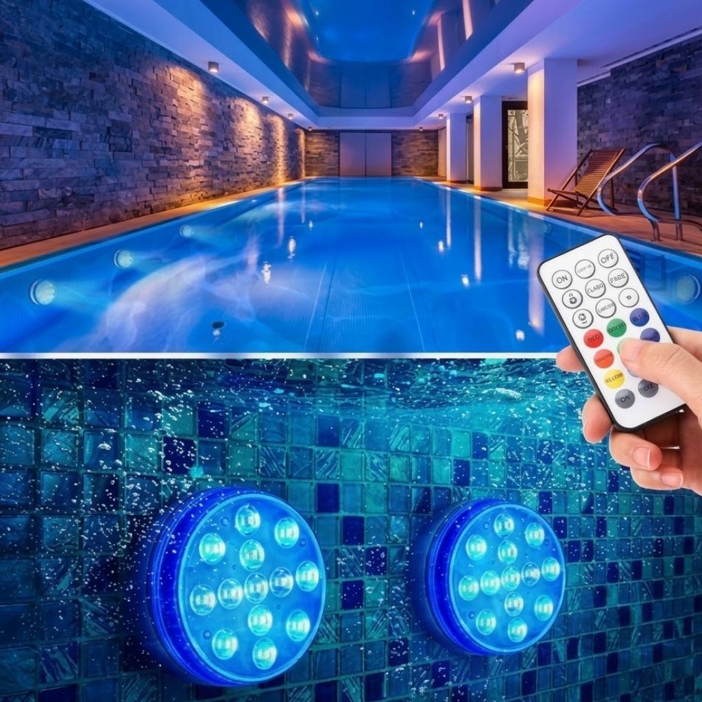 Lampe LED submersible piscine - télécommande RF