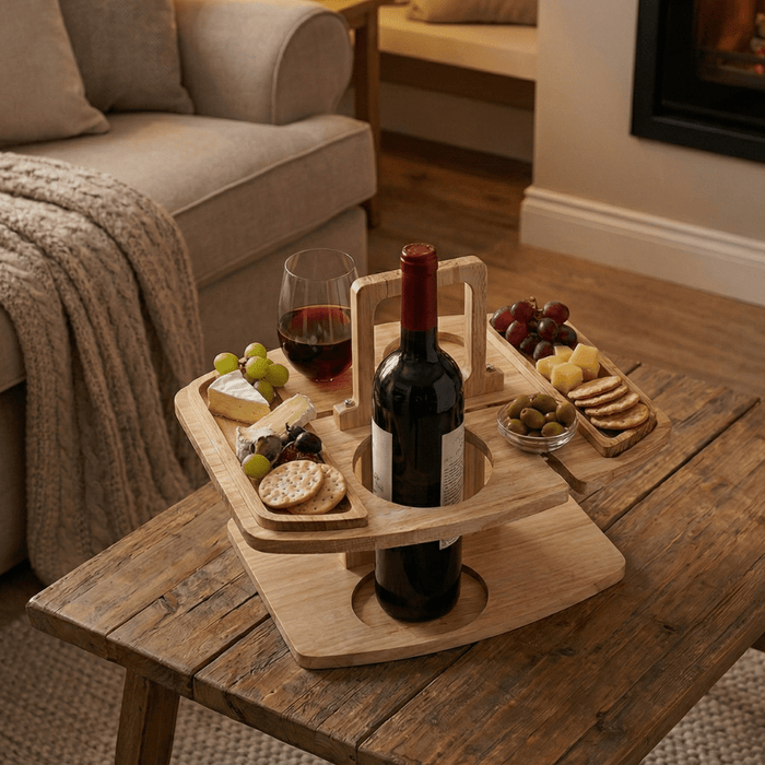 Virelle Maison - Table Apéro en Bois avec Compartiments